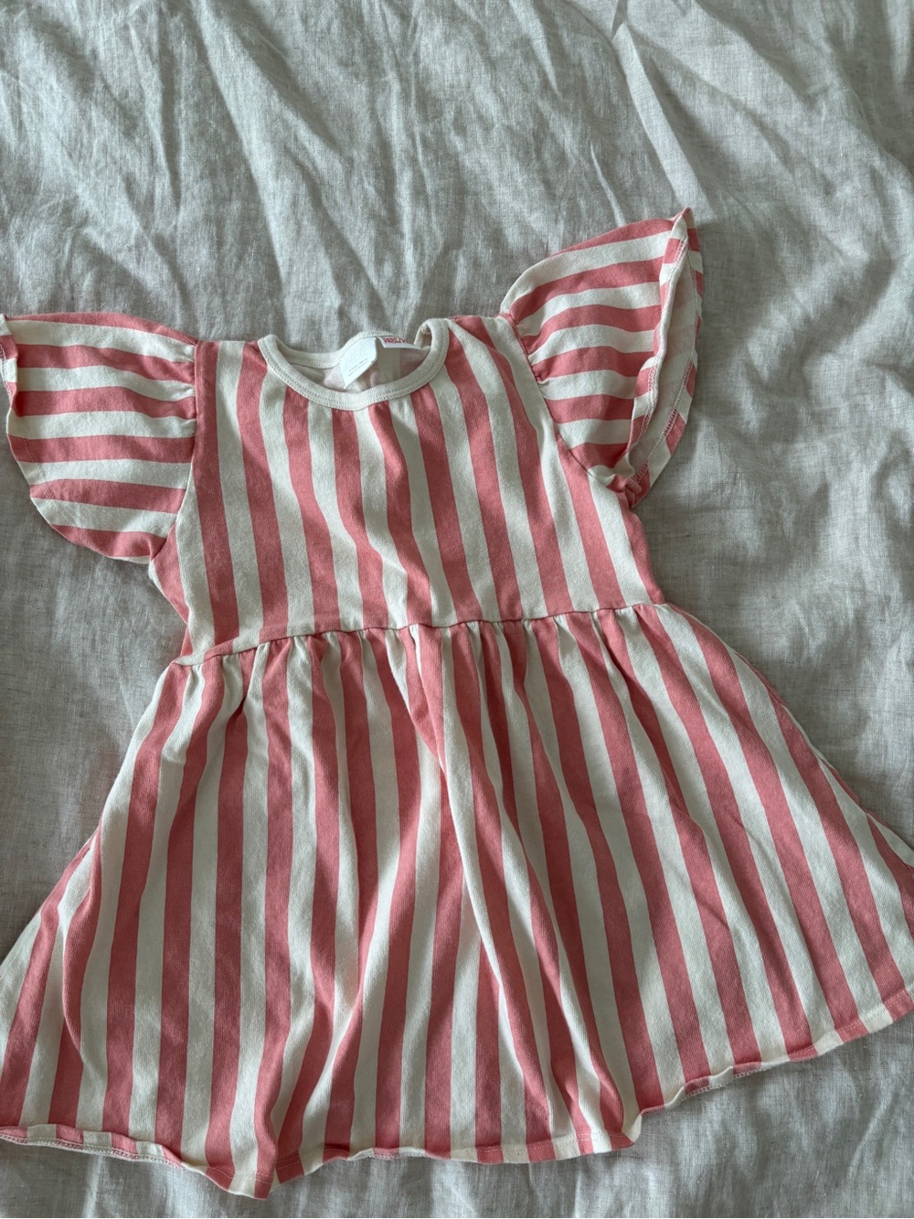 Zara Pink and White Striped Casual Kids Dress